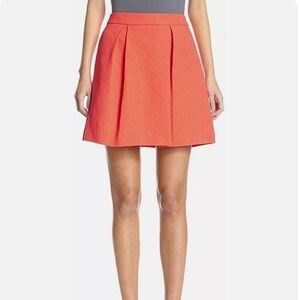 TRINA TURK Ferne Orange Coral Textured Pleated Skirt